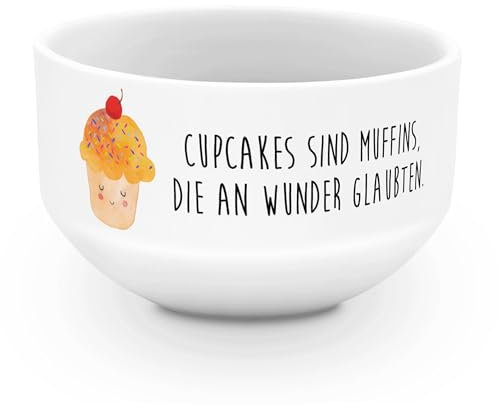 Mr. & Mrs. Panda Müslischale Cupcake - Geschenk, Muffin, Küche Deko, Gute Laune, Tiere, Tiermotive, Schüssel, lustige Sprüche, Müslischale Porzellan,