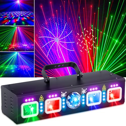 Ehaho Jeux de Lumiere DJ, Lumière Disco avec Télécommande et Stroboscope, Ondulation de l'eau Effet Lampe de Scène RGB & UV, DMX 512 Boule Disco Musique Commande Vocale,Idéal pour Club,Soirée,Fête