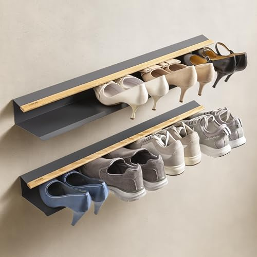 Armore Skoskåp, skoskåp, robust, elegant, lätt att montera, modern design, lämplig för olika miljöer, storlek 80 cm x 14 cm x 8 cm, beställning med stil (80 cm grå