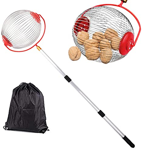 Kapaunn Collecteur de fruits avec tige télescopique réglable - Collecteur de noix - Collecteur de pommes - Collecteur de fruits - Pour balles de golf, balles de tennis