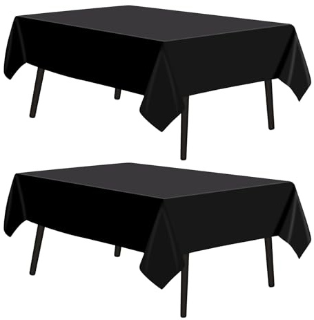 EASYKEENECOM Lot de 2 nappes rectangulaires en polyester lavables mariage fête banquet (145 x 275 cm)