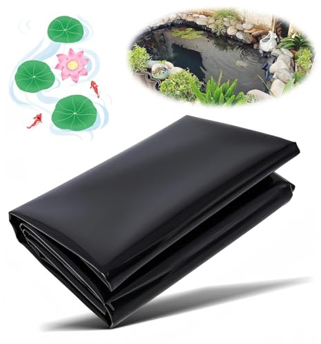 Revêtement D'étang Préformée Bâche pour Bassin en Jardin Liner Bassin en Résistant aux déchirures 1/2/3/4/5/6/7/8/9/10/11/12/15.0m Anti-Fuite Membrane pour Fontaines Cascades Piscines à Poissons(6x15.