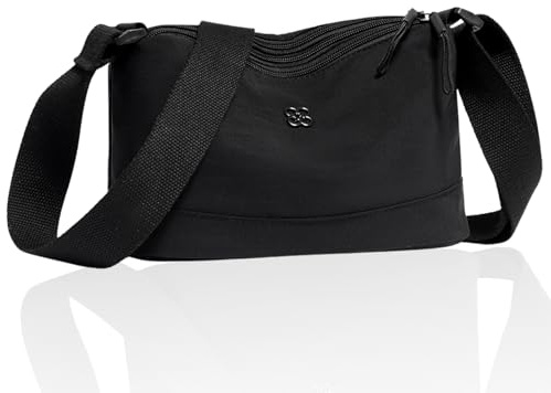 Amexo Sac Bandoulière pour Femme, Crossbody Pochette Femme en Nylon Imperméable avec Bandoulière Réglable Sacoche Femme Bandoulière Sac à Bandoulière pour Voyage Quotidien Travail École (Noir)