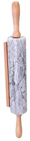 IMIKEYA Mattarello Marmo Naturale Con Manici Legno Utensile Da Cucina Per Stendere Pasta e Dolci Facile Da Pulire Odori Per Amanti Della Cucina