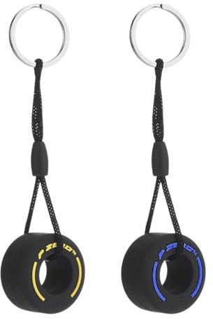 SGERUFZ 2 pièces Porte-clés voiture, design créatif, matériau PVC avec pendentif en caoutchouc souple, porte-clés unisexe en forme de roue