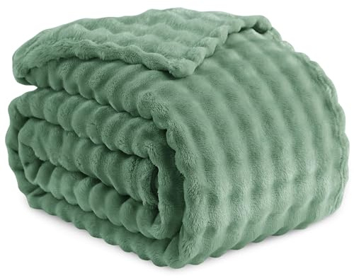 RUIKASI Kuscheldecke Flauschig Grün Bubble Decke - 150x200cm Sofadecke & Couchdecke aus Plüsch, Warme Fleece für Wohnzimmer Deko Blanket, Dicke Wohndecke