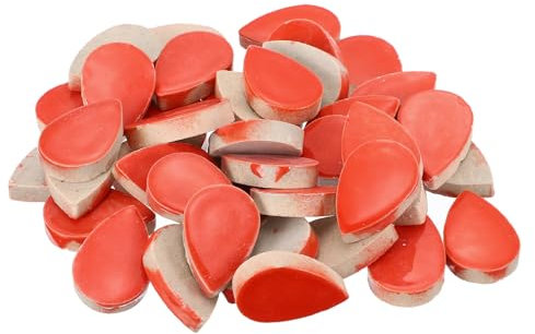 QUARKZMAN 200g Keramik Mosaikfliesen für Bastelbedarf, Regentropfen Rote Keramikfliesen für Mosaik-Sets Garten Trittplatten Cup Mat