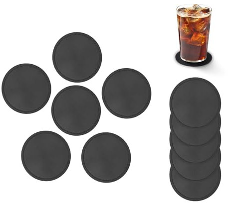 Luxoraiova Untersetzer Gläser 12er Set Silikon Glasuntersetzer rutschfest und Isoliert Glas Untersetzer-Set Getränkeuntersetzer mit Rand für Bars, Cafés, Haus, Party, Büro(Schwarz)