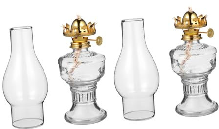 Garneck 2stücke Retro Petroleumlampe Glas Tischöllampe Tischornament Dekoration Petroleumlampe Schmücken Glasöllampe