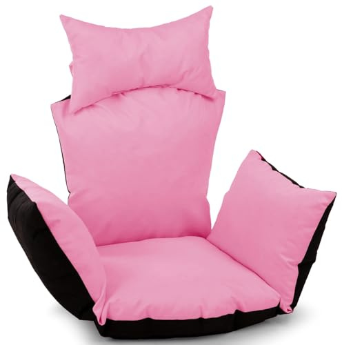 MG Design Hängesessel Kissen Rosa – Outdoor Auflage mit Kopfstütze & Bindeschnüren, wasserabweisend & komfortabel gefüllt
