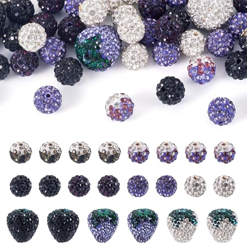 Beadthoven 54pcs Strass Erdbeere Perlen Strass Discokugel Perlen 3D Obst Erdbeere Sparkle Bling Runde Perlen für DIY Stifte Schlüsselanhänger Armband Dekoration, Lila