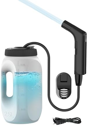 ZEY LUXE Electric Handheld Bidet Sprayer – Rechargeable Toilet Spray with 2.5L Water Tank & 800mAh Battery, Portable Bidet for Personal Hygiene & Postpartum Care - (2.5L - JP-2201, Black)