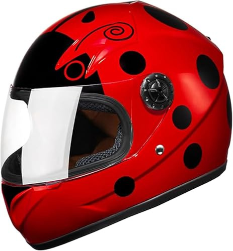 Caimcie Casco Integral de Motocicleta para niños, homologado por ECE/Dot, con Visera y pañuelo Desmontable, para niños y niñas de 3 a 14 años. F,48-55cm