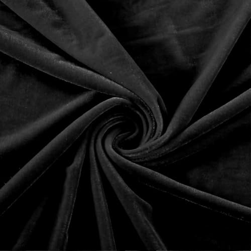 Pannesamt Stoff, Samtstoff Meterware Glänzender Stretch Samt, 155-160 cm Breit, Länge 2M, für Vorhänge Gardinen Bühne Kostüm Kleid Bekleidung Tischdecke Dekostoff (Schwarz)