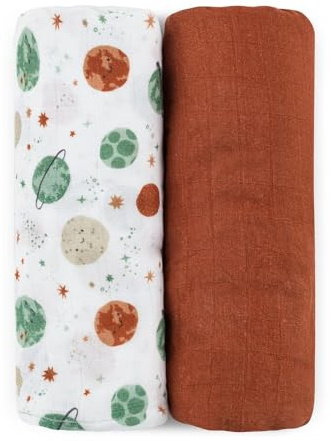Petite&Mars Lot de 2 langes en mousseline de bambou Misty 2 en 1 x 120 x 120 cm - Hypoallergéniques - Bambou - Coton - Chiffon à cracher - Chiffon en mousseline - Chiffon en mousseline (plantes