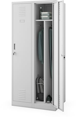 Jan Nowak Armoire vestiaire métallique Pro avec 4 Compartiments Portes verrouillables Acier Entreprise Industrie Salle de Sport tringles Crochets aération 180 x 80 x 60 cm