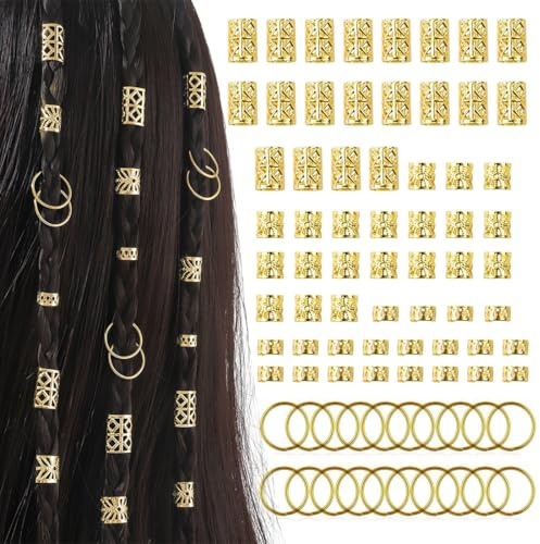 MUNZE 80 Accesorios Pelo, Clips De Trenza En Espiral, 4 Estilos Dreadlocks, Dorados, Estándar, Ajustables Para Hombres Y Mujeres