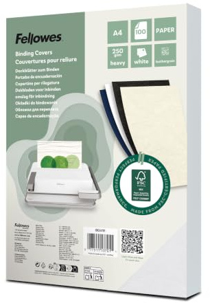 Fellowes - 5370104 - Pack de 100 Couvertures Grain Cuir - A4 - Blanc
