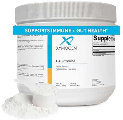 XYMOGEN L-Glutamine Powder Supplement - Promotes Cellular, Immune System + Gut Health - Supports Muscle Mass Retention, 4000mg L-Glutamine Per Serving (12 oz / 85 Servings)