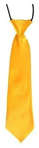 L&L New Satin Elastic Neck Tie for Wedding Prom Boys Children School Kids Gift (Yellow)