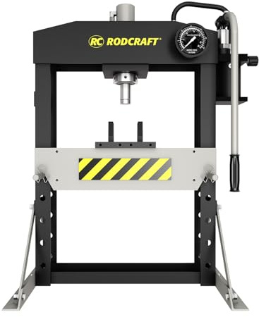 Rodcraft WP15 Hydraulische Werkstattpresse, 15 Tonnen, 160 mm Hub, inklusive Druckdornsatz und Schnellwechselaufnahme, Gewicht 75,6 kg, HxB (mm): 882 x 700