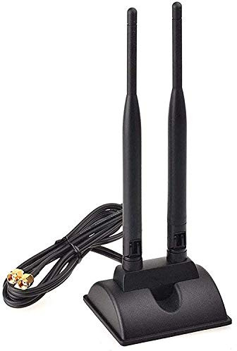 TECHTOO WiFi Antenna Dual Band 2.4GHz - 5.8GHz with RP-SMA Connector Magnetic Base for Wireless Network Router - USB Adapter - PCI PCIe Cards - Signal Booster - Access Point - Wireless Range Extender