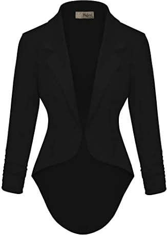 Hybrid & Company Womens Casual Work High Low Blazer Jacket JK45590 1073T Black Large