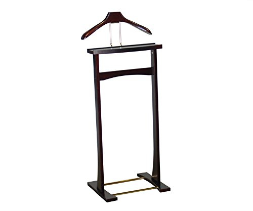 Proman Products Ashton Valet Suit Stand with Top Tray, Contour Hanger, Trouser Bar and Shoe Rack, 17 W x 14 D x 42 H, Dark Mahogany