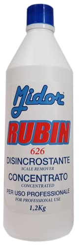 Anticalcare bagno, sanitari, ceramica e Inox RUBIN-626 1,2kg CONCENTRATO, Disincrostante sciogli calcare, rubinetterie e superfici lavabili, toglie incrostazioni di calcare - Midor