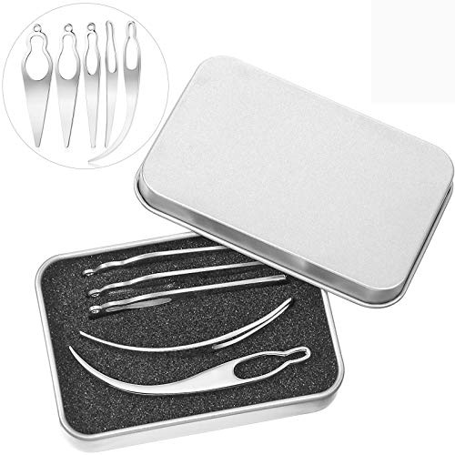 WILLBOND 5 Pièces Outil de Dreadlocks Extensions de Cheveux, Argent | Aiguille de Crochet de Cheveux, Outil de Cheveux, Crochet Tissage avec 1 Boite en Métal pour Locs Différents