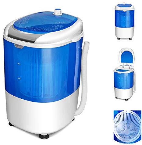 COSTWAY Mini Machine à Laver avec Essoreuse à Cuve Unique 2 KG Semi Automatique avec Chronométrage, Mini Lave Linge Portable pour Appartement Camping Dortoir
