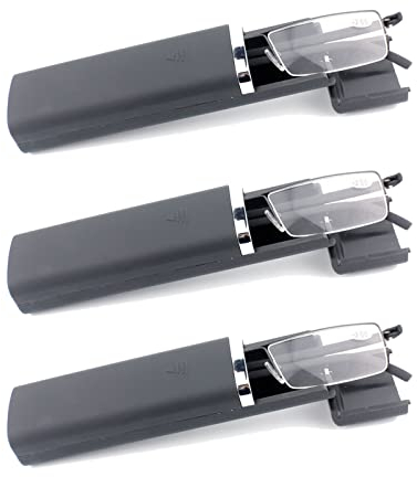 MMOWW 3er-Pack Lesebrille Damen und Herren Tragbare Ultraleichtem TR90 Lesehilfe Halbrand Metallbrille mit Brillenetui（schwarz, +1,5）