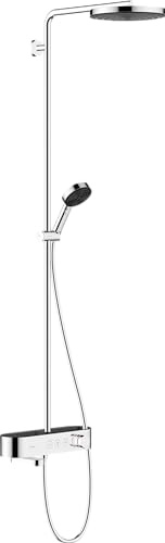 hansgrohe Duschsystem Pulsify S, Brausekopf 260mm, Duschset mit Wannenthermostat, Handbrause, Brauseschlauch, Duschstange, Regendusche (Kopfbrause) mit 1 Strahlart, Chrom