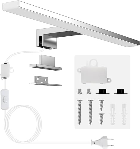 Aogled Lampada da Specchio Bagno 40CM con Interruttore,10W Applique Bagno Bianco Freddo 6500K＆820LM,230V Luce Specchio LED Classe II