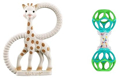 Vulli - Frische-Touch - Sophie La Girafe - Beißring frisch & Bright Starts, Oball, Greifling Ball Rassel Spielzeug für unterwegs, Interaktives Babyspielzeug