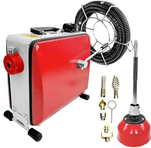 EVGTTI Elektrische Rohrreinigungsmaschine, 500W Rohrreiniger, Rohrreinigungsspirale 20m, geeignet für Ø20-300 mm Rohrleitungen, Abflussreiniger Bad Küche