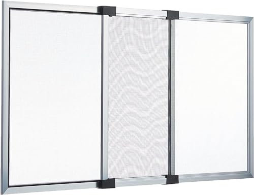 Zanzariera Estensibile 70X100cm in Fibra di Vetro Telaio in Alluminio con Spazzolino per Finestre Balcone facile da Montare con guida per tapparelle persiane avvolgibili, rete Anti Zanzare e insetti