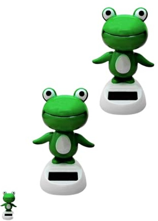 2Pcs Green Solar Bobblehead - Long-Lasting Frog Bobble Dancer Toy, Decorative Solar Energy Figurine | Eco Friendly Solar Dashboard Shaking Toy, Dancing Dashboard Ornament for Office