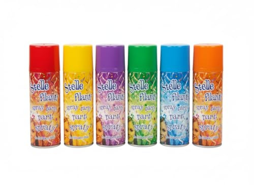 Italia Magazzini Stelle Filanti Spray Colorate per Carnevale, Feste ed Eventi, Bombolette Party Multicolore (6, Bombolett)