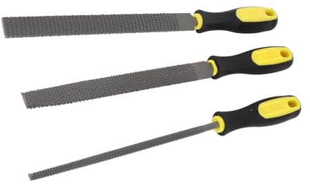 Jonlaki Juego de Escofina para Lima de Madera de Dientes Gruesos, Herramientas Manuales Semicirculares y Planas para Carpintería Profesional, 3 uds.