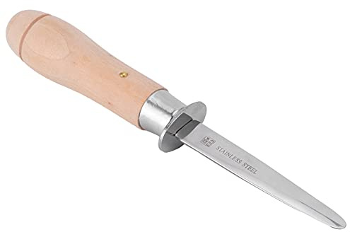 Tnfeeon Professionell Ostronkniv i Rostfritt Stål med Långt Trähandtag för Enkel Chucking 8,1 Tums Längd Säkerställer Kontroll i Köket eller Utomhusförberedelser Av Skaldjur Av Entusiaster