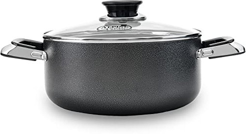 Aramco Alpine 5 Quart High-Grade Aluminum Non-Stick Coating Dutch Oven Pot with Tempered Glass Lid & Eco-Friendly Carrying Handles, Multi-Purpose Non-Stick Cookware Aluminum Pot for Baking, Roasting