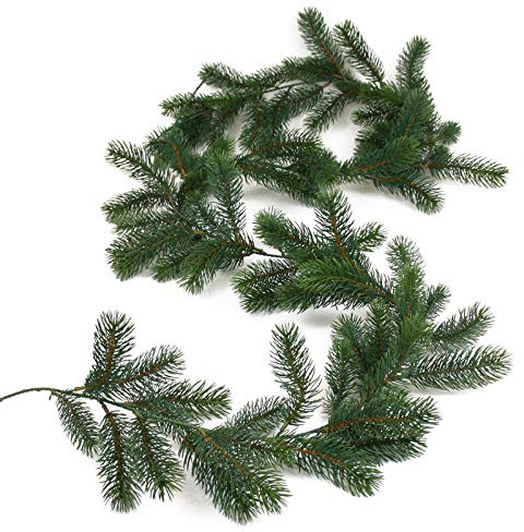 naninoa Künstliche TANNENGIRLANDE Girlande Tanne aus Kunsstoff ca 240 cm (200 cm). Mit ca 100 Tannen- Trieben. Farbe grün. Art.: 17248 07