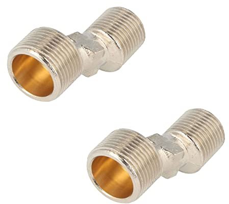 tecuro S-Anschluss Set für Wandarmaturen 3/4 x 1/2 Zoll Außengewinde - Länge 48 mm, Messing vernickelt - Versatz 13 mm - 2 Stück