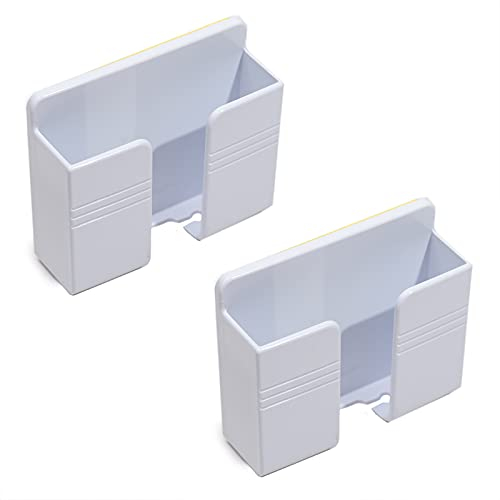 LhyBtm Soporte de pared para teléfono móvil, 2 unidades, color blanco, 9,9 x 2,3 x 8,7 cm, plástico, montaje en pared, para teléfonos móviles, salón, dormitorio