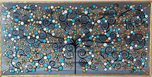 DORON ARTE QUADRO MODERNO ASTRATTO DIPINTO A MANO TELAIO GALLERY BORDI DIPINTI - ALBERO DELLA VITA E DELL'INFINITO - 1 metro x50x4 cm -RIF312