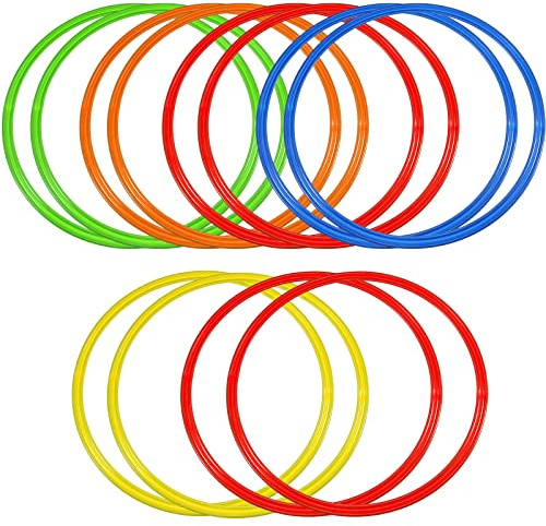 Libima Obstacle Course Ring Set Exercise Hoop Large Hoop Plastic Toys Playground Toys for Gymnastics Practice Party Games Educational Activities Holiday Decor, 5 Colors(12 Pcs,15.8 Inch)