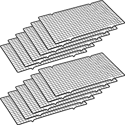 Harloon 12 Pack 16 x 9.8 Inches Nonstick Cooling Racks for Baking, Grid Wire Cookie Cooking Racks Oven Safe Carbon Steel Baking Rack Sheet Rack for Cookie Cake Grilling Drying Roasting (Black)