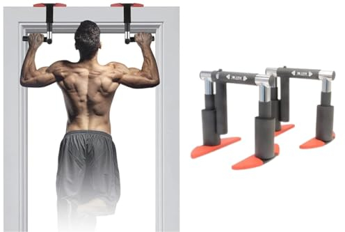 HealthKNOCKS Portable PULL UP BAR | NO SCREW doorway crossgrip Pull Up Bar | Adjustable Door Frame Pull Up Bar Handles for work from home fitness | 250lbs capacity