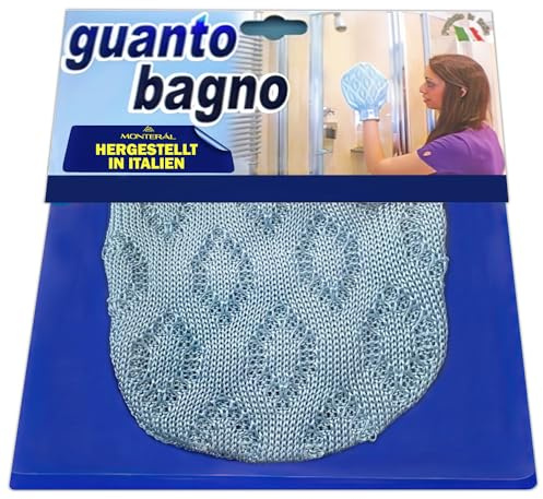 MONTERAL Guanto per la Pulizia del Bagno Cabina Doccia Sanitari Specchio - Realizzato al 100% in Viscosa - PRODOTTO IN ITALIA